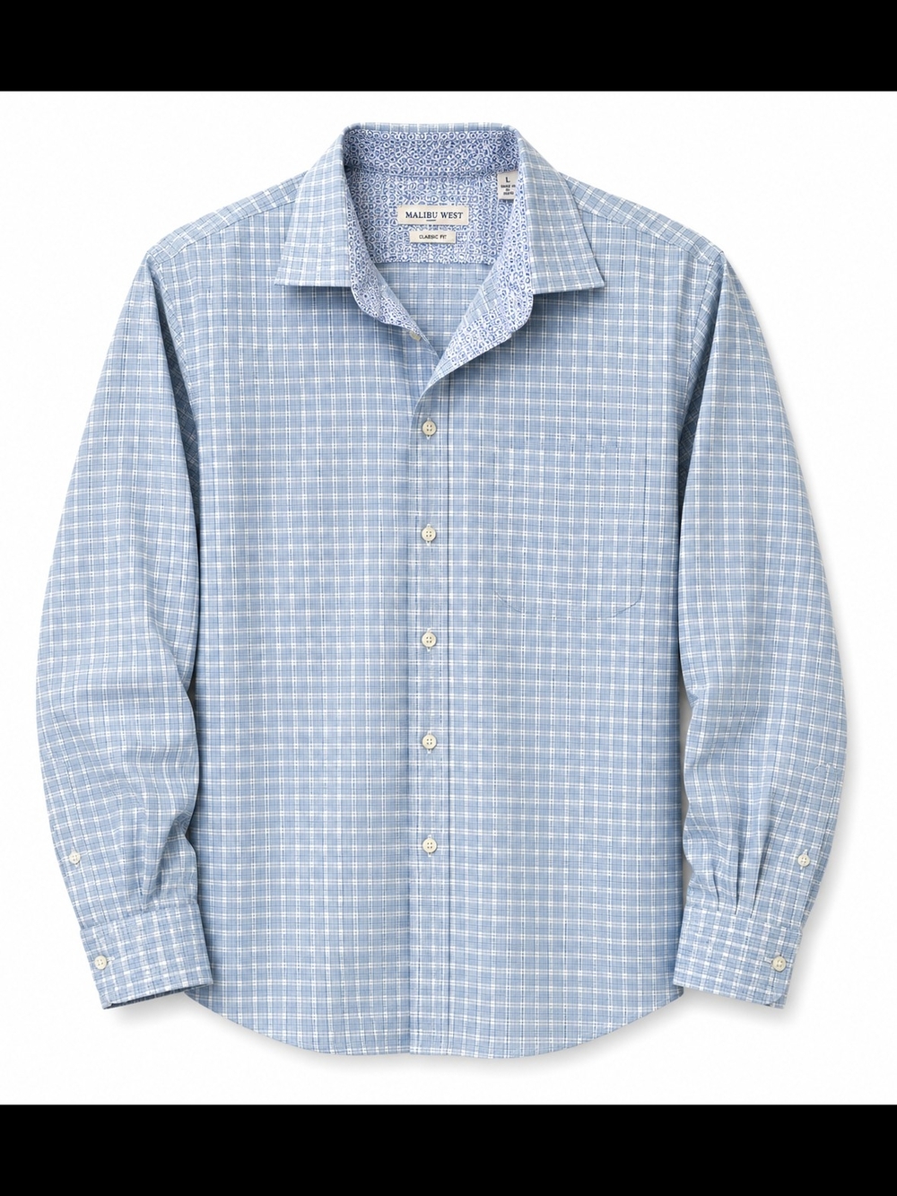 Van Heusen Blue Windowpane Dress Shirt Regualr Fit 16.5